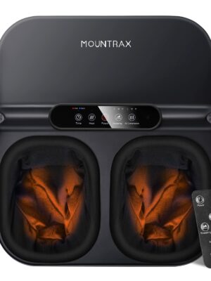 Mountrax Foot Massager Machine with Heat, Shiatsu Massage, Remote Control, 9 Modes, Ergonomic Nodes
