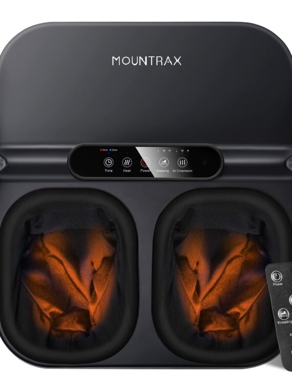 Mountrax Foot Massager Machine with Heat, Shiatsu Massage, Remote Control, 9 Modes, Ergonomic Nodes