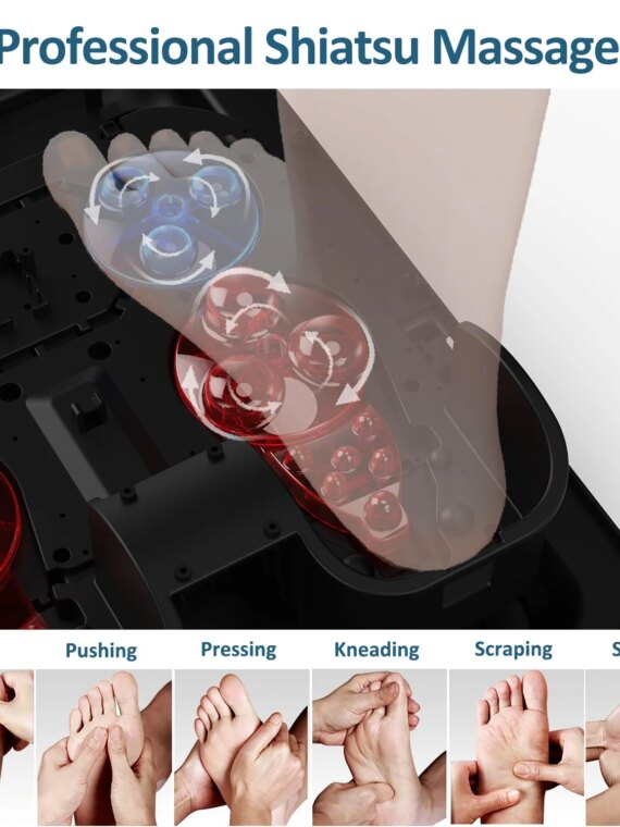 Mountrax Foot Massager Machine with Heat, Shiatsu Massage, Remote Control, 9 Modes, Ergonomic Nodes