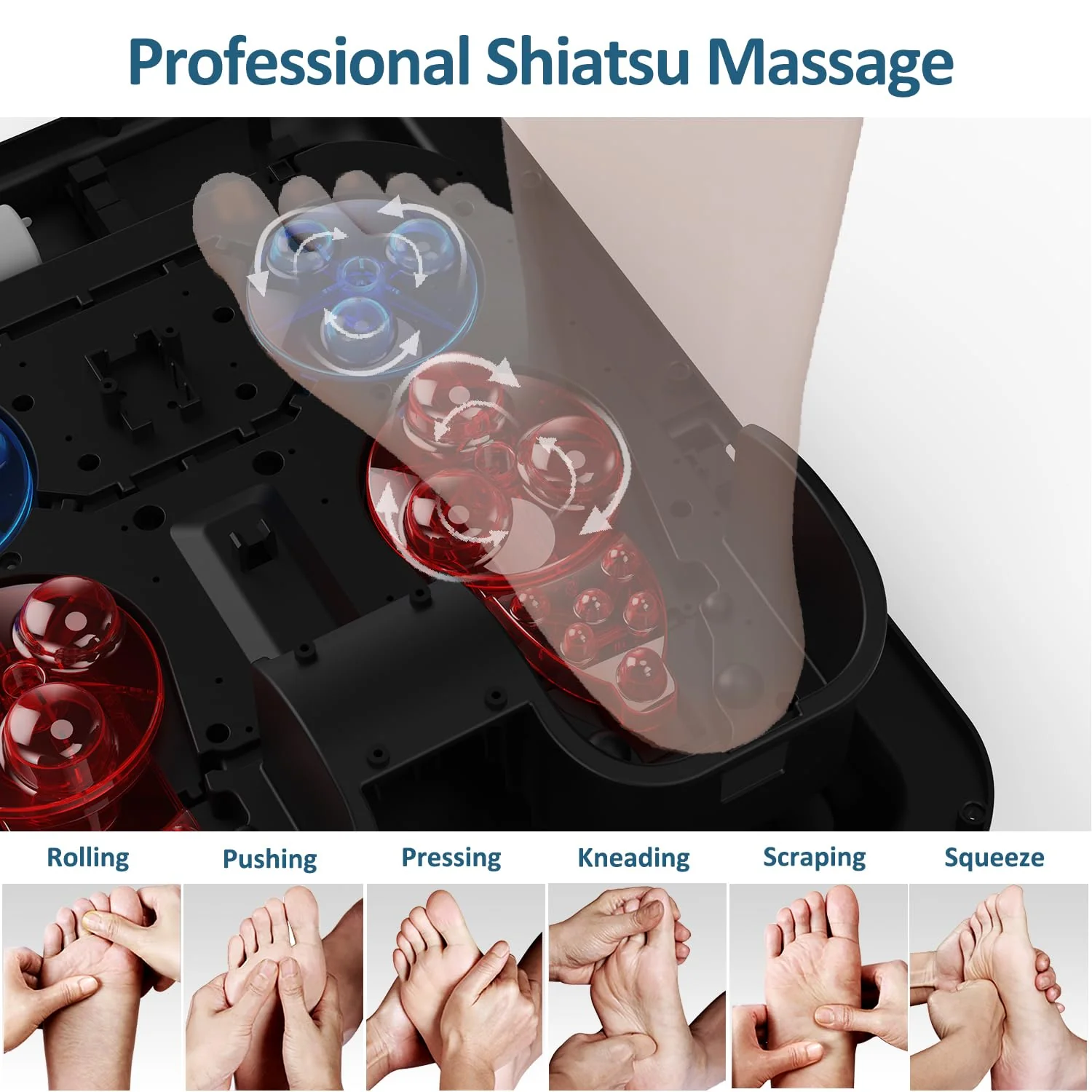 Mountrax Foot Massager Machine with Heat, Shiatsu Massage, Remote Control, 9 Modes, Ergonomic Nodes