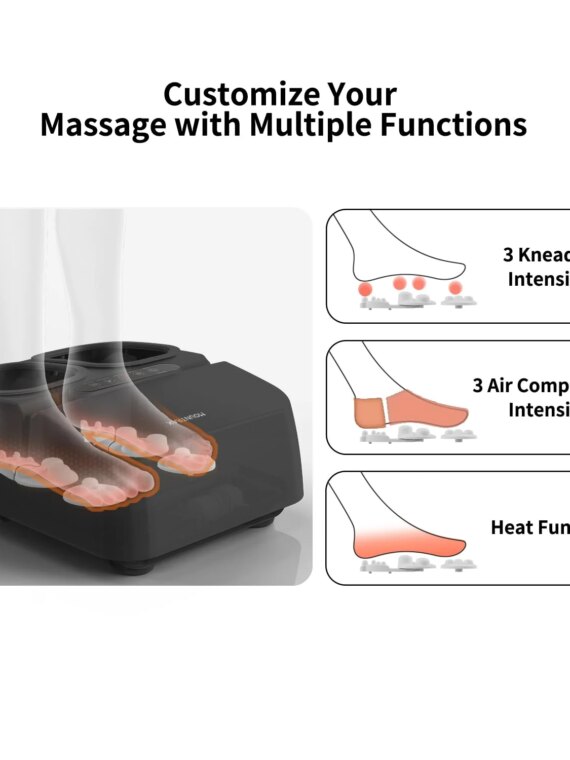 Mountrax Foot Massager Machine with Heat, Shiatsu Massage, Remote Control, 9 Modes, Ergonomic Nodes