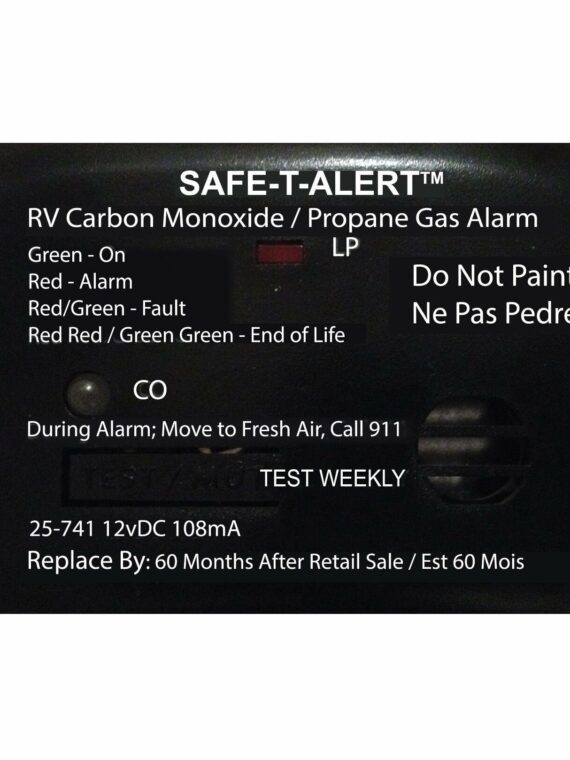 MTI Industries Safe T Alert 25 Series Dual CO/Propane Alarm, Compact 12V RV Detector, Black