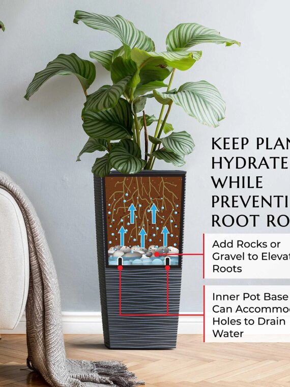 Mueller 27.5" M-Resin Tall Planter, Modern Design, Frost & Sun Resistant, Indoor/Outdoor Use