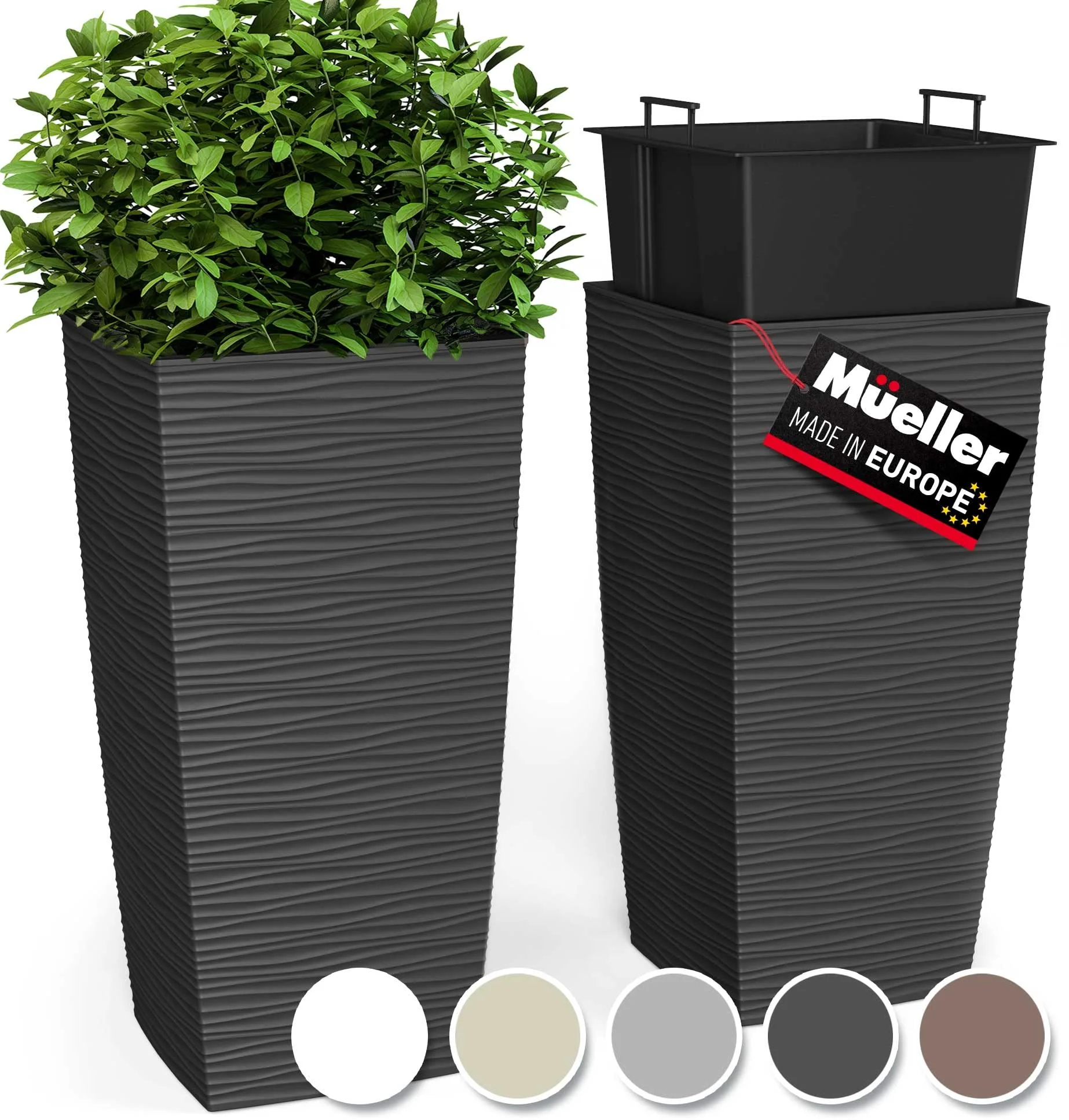 Mueller 27.5" M-Resin Tall Planter, Modern Design, Frost & Sun Resistant, Indoor/Outdoor Use