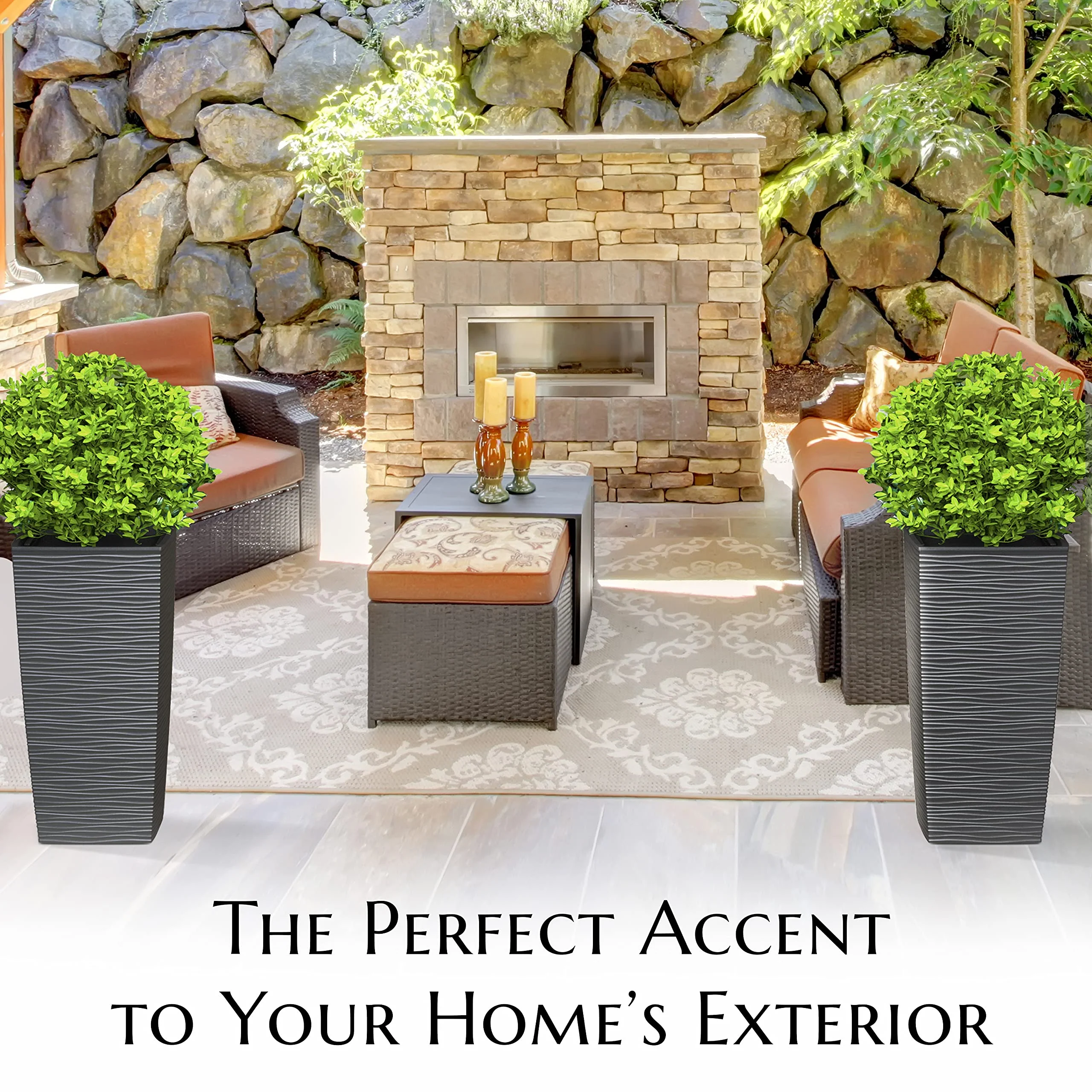 Mueller 27.5" M-Resin Tall Planter, Modern Design, Frost & Sun Resistant, Indoor/Outdoor Use