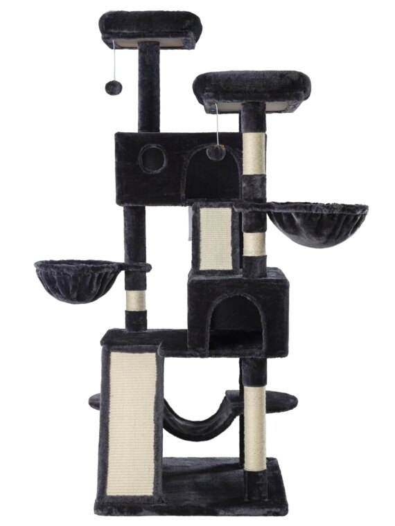 MUTICOR 66" Multi-Level Cat Tree Tower with Sisal Posts, Large Perch, Condos & Hammock - Durable & Easy Assembly