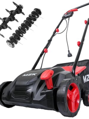 MZK 13" 12-Amp Electric Dethatcher & Scarifier, 2-in-1 Lawn Tool with Adjustable Depth