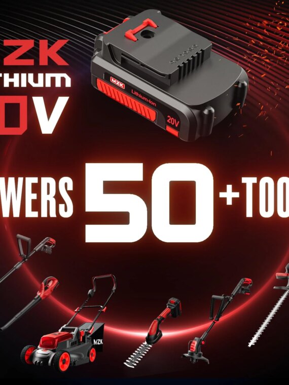 MZK 20V Cordless Pole Hedge Trimmer, 22.4-Inch Blade, Adjustable Head, Safety Lock