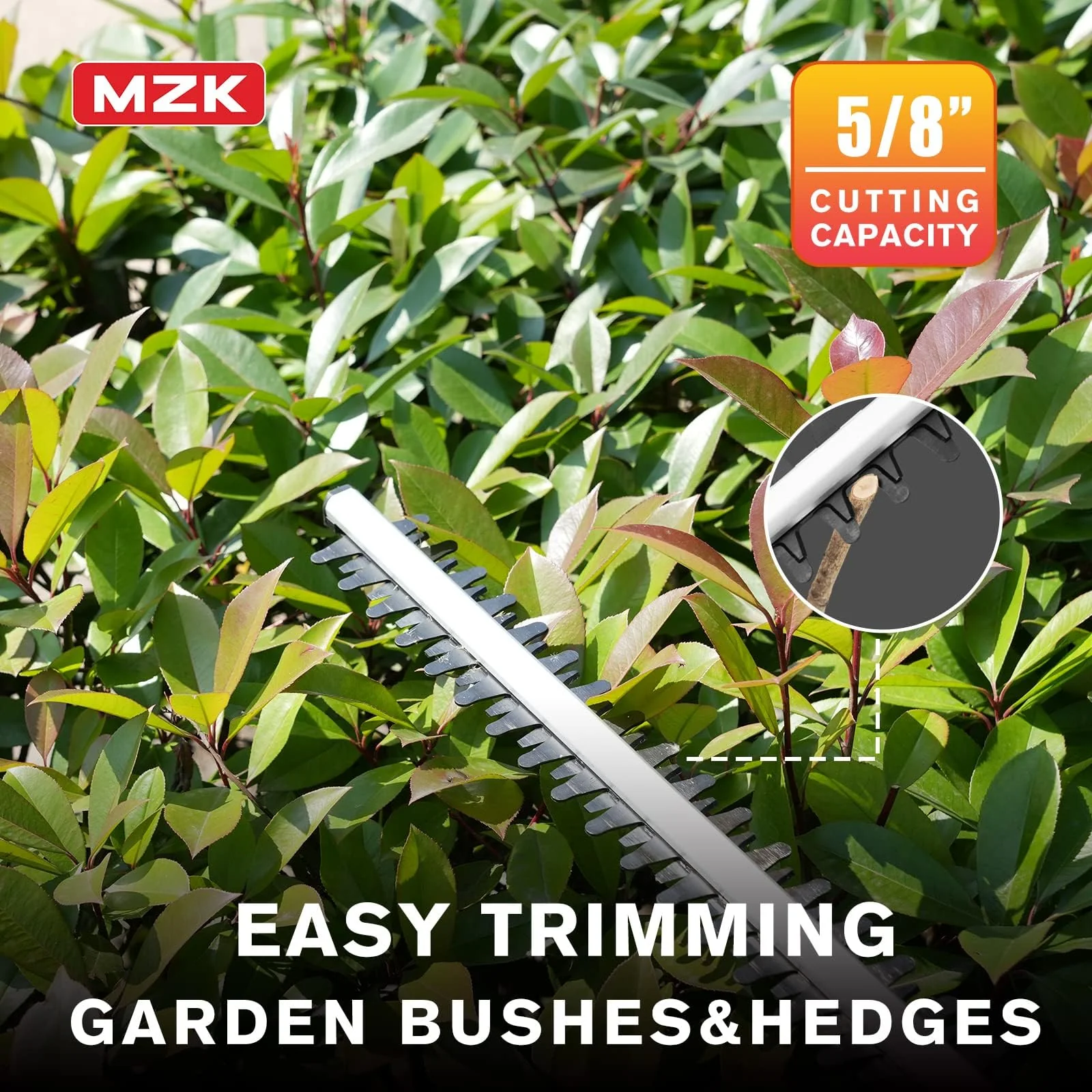 MZK 20V Cordless Pole Hedge Trimmer, 22.4-Inch Blade, Adjustable Head, Safety Lock
