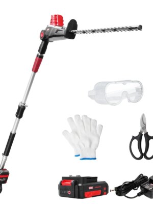 MZK 20V Cordless Pole Hedge Trimmer, 22.4-Inch Blade, Adjustable Head, Safety Lock