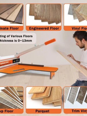 NAACOO 13″ Vinyl Floor Cutter, Adjustable Angles, Aluminum Alloy, Portable with Wheels