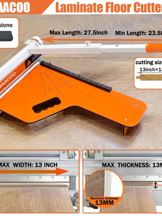 NAACOO 13" Vinyl Floor Cutter, Adjustable Angles, Aluminum Alloy, Portable with Wheels