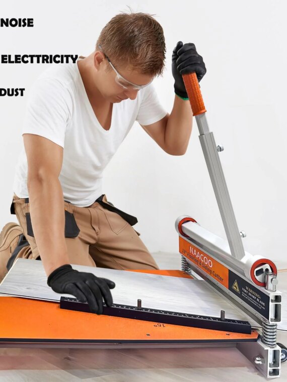 NAACOO 13" Vinyl Floor Cutter, Adjustable Angles, Aluminum Alloy, Portable with Wheels