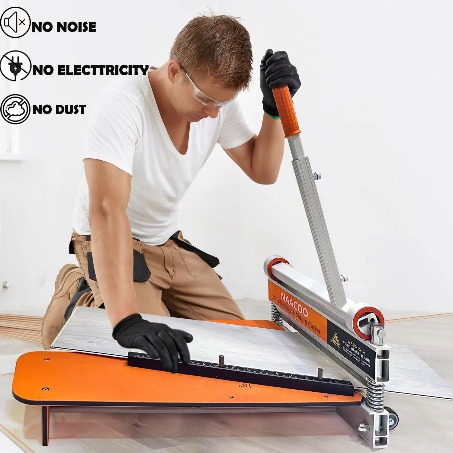 NAACOO 13" Vinyl Floor Cutter, Adjustable Angles, Aluminum Alloy, Portable with Wheels