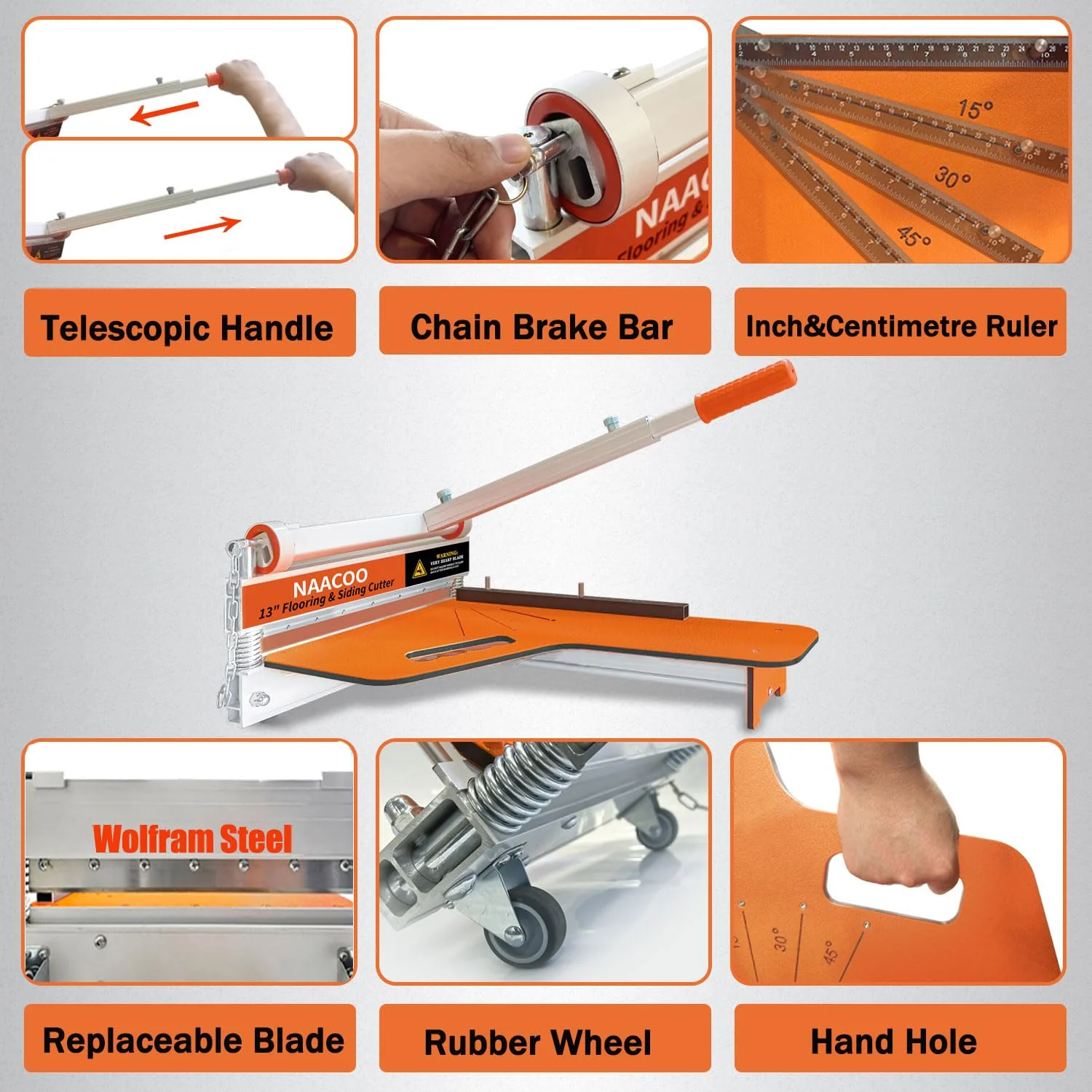 NAACOO 13" Vinyl Floor Cutter, Adjustable Angles, Aluminum Alloy, Portable with Wheels