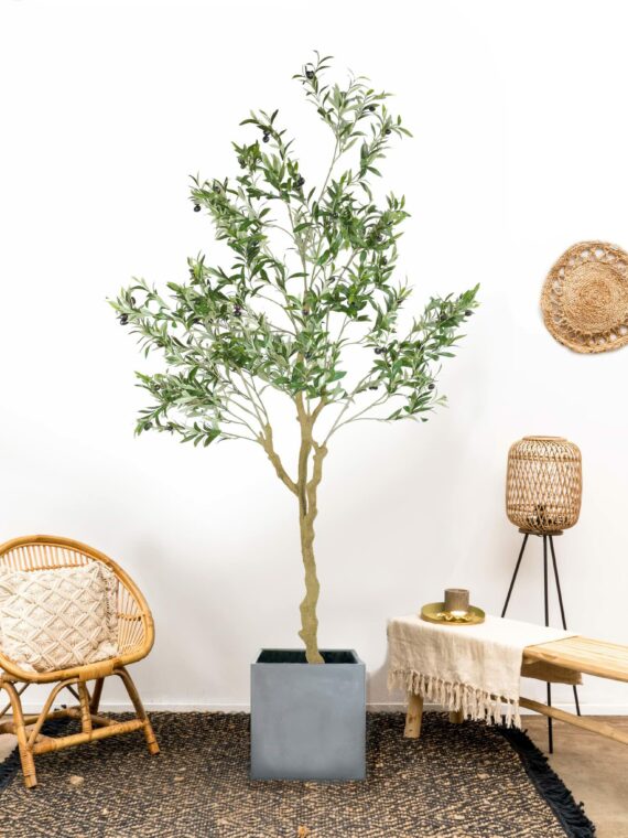 Nafresh 7ft Tall Realistic Faux Olive Tree - Lifelike Artificial Plant for Home Decor