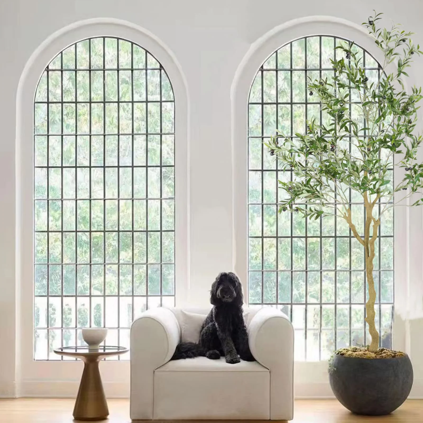 Nafresh 7ft Tall Realistic Faux Olive Tree - Lifelike Artificial Plant for Home Decor