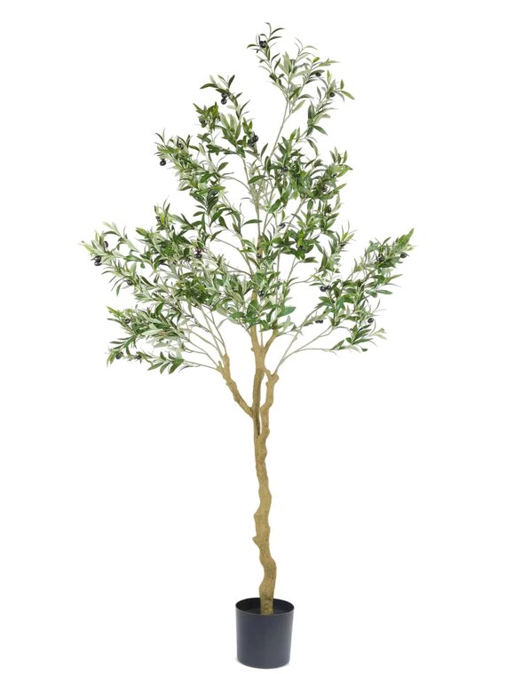 Nafresh 7ft Tall Realistic Faux Olive Tree - Lifelike Artificial Plant for Home Decor