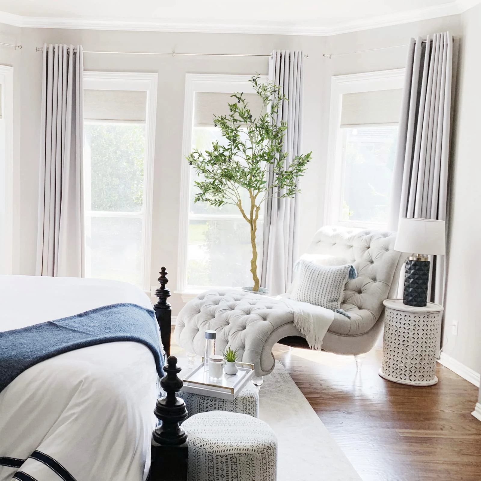 Nafresh 7ft Tall Realistic Faux Olive Tree - Lifelike Artificial Plant for Home Decor