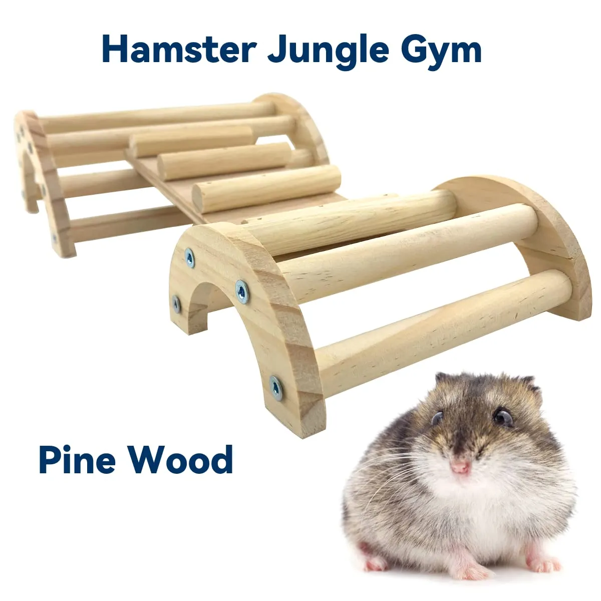 Natural Pine 3-in-1 Climbing Ramp Toy for Chicks, Hamsters & Gerbils - Small Pet Cage Accessory