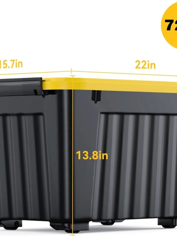 Nazhura 6-Pack 72QT Plastic Storage Bins with Latching Buckles, Stackable & Nestable Containers