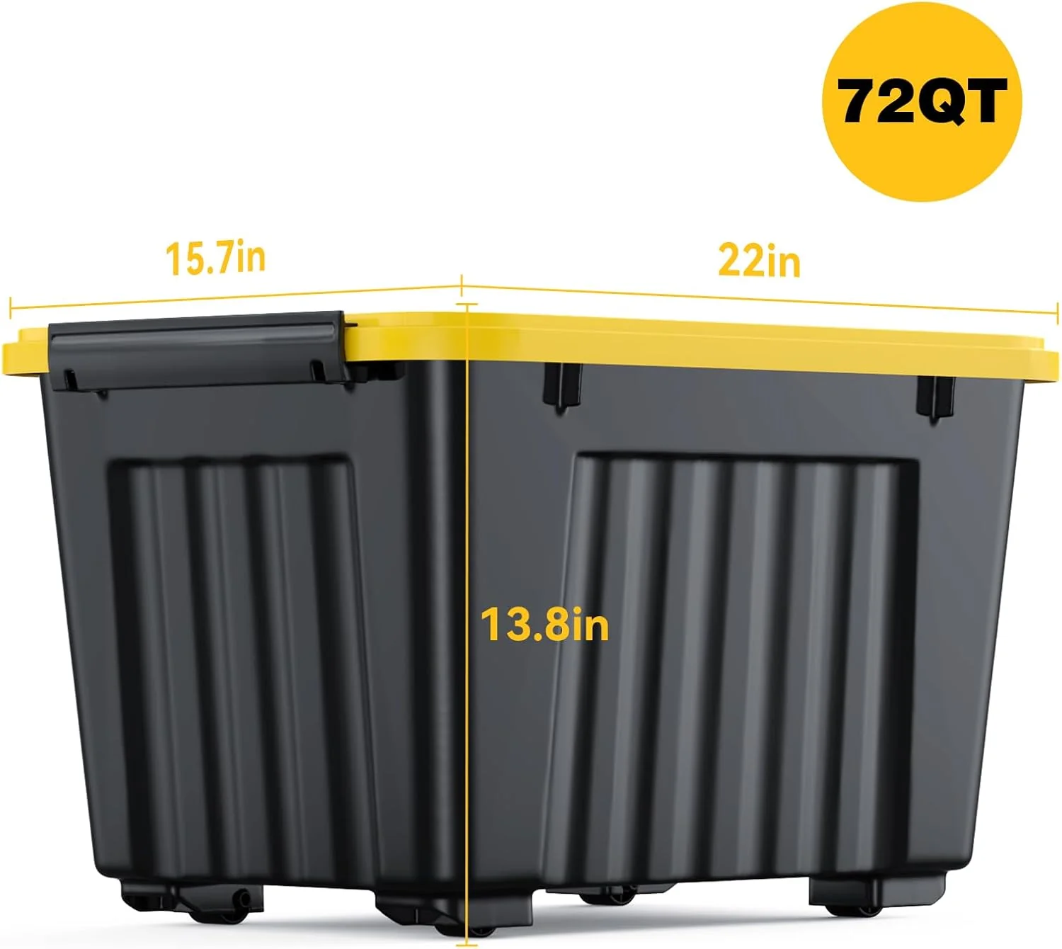 Nazhura 6-Pack 72QT Plastic Storage Bins with Latching Buckles, Stackable & Nestable Containers