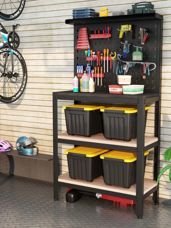 Nazhura 6-Pack 72QT Plastic Storage Bins with Latching Buckles, Stackable & Nestable Containers