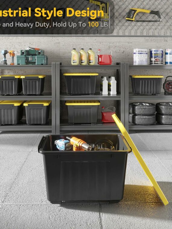 Nazhura 6-Pack 72QT Plastic Storage Bins with Latching Buckles, Stackable & Nestable Containers