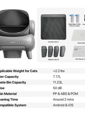 Neakasa M1 Open-Top Self-Cleaning Cat Litter Box, 11.23L Capacity, Multi-Cat Friendly, App-Controlled, Quiet Operation