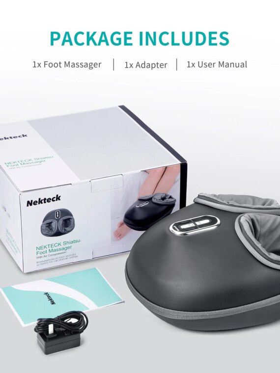 Nekteck Shiatsu Foot Massager with Heat, Adjustable Air Compression, Deep-Kneading Nodes, Removable Cover
