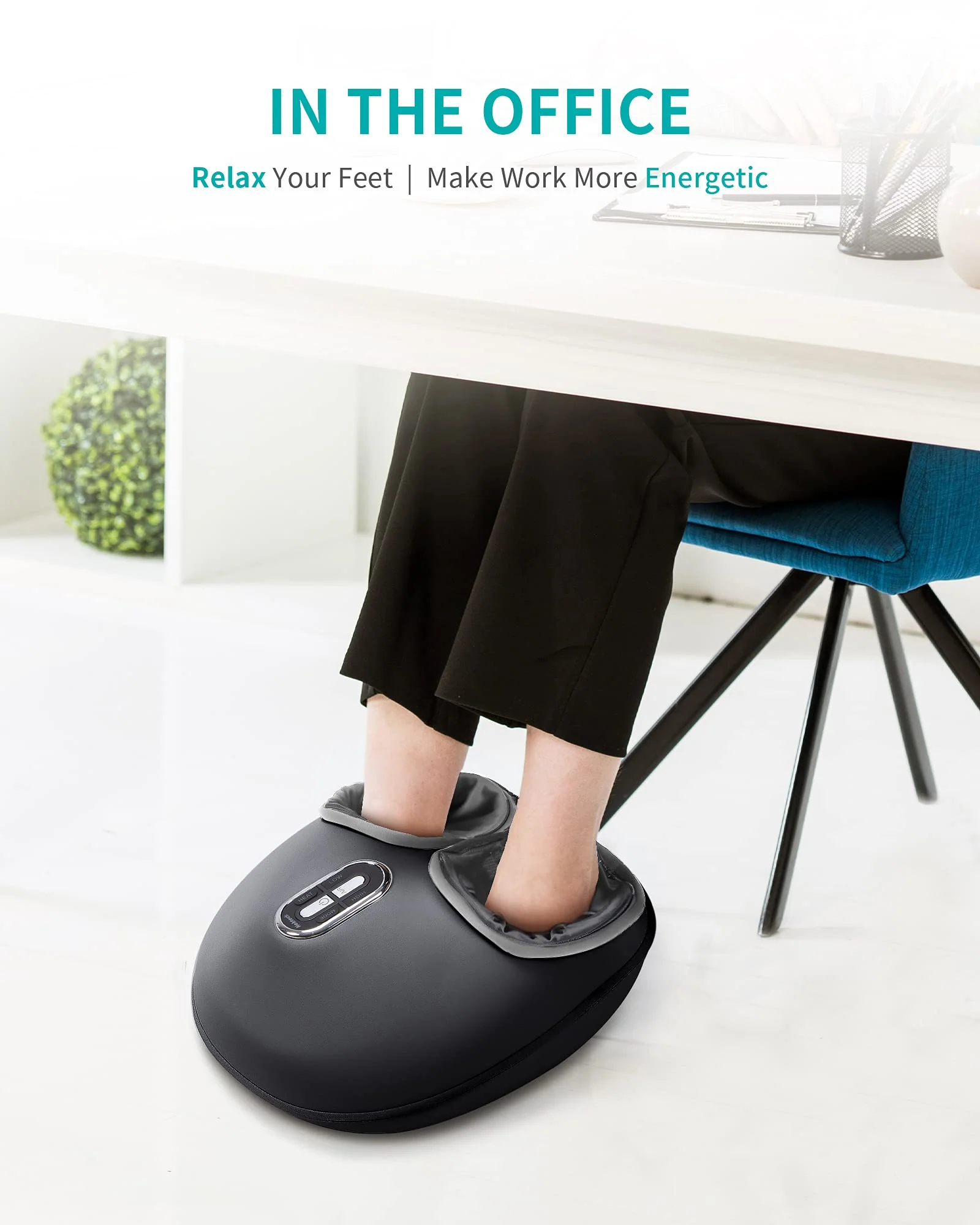Nekteck Shiatsu Foot Massager with Heat, Adjustable Air Compression, Deep-Kneading Nodes, Removable Cover