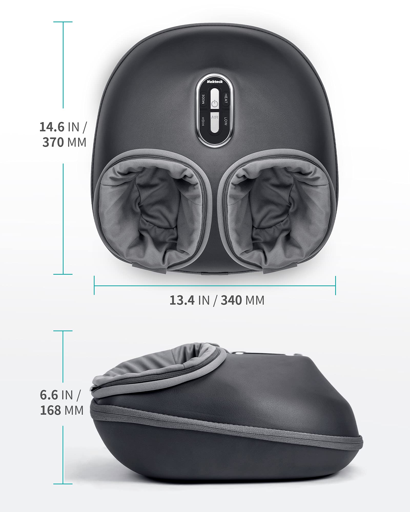Nekteck Shiatsu Foot Massager with Heat, Adjustable Air Compression, Deep-Kneading Nodes, Removable Cover