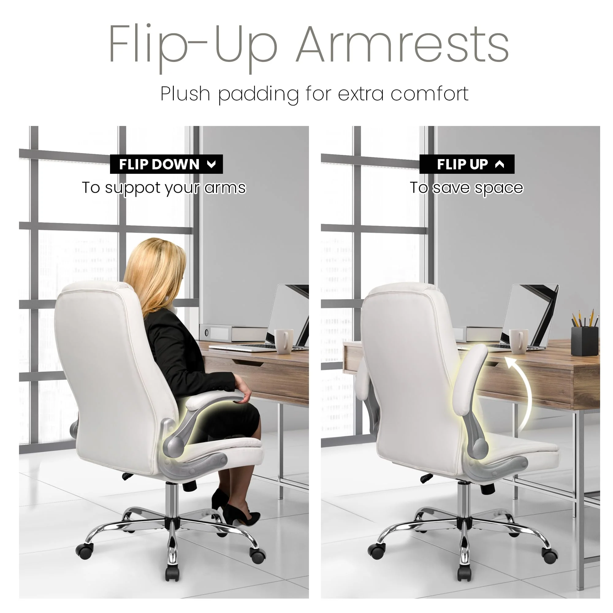 NEO CHAIR Ergonomic Executive Office Chair, PU Leather, Adjustable Armrests, Tilt Lock, 360° Swivel, Sturdy Metal Base