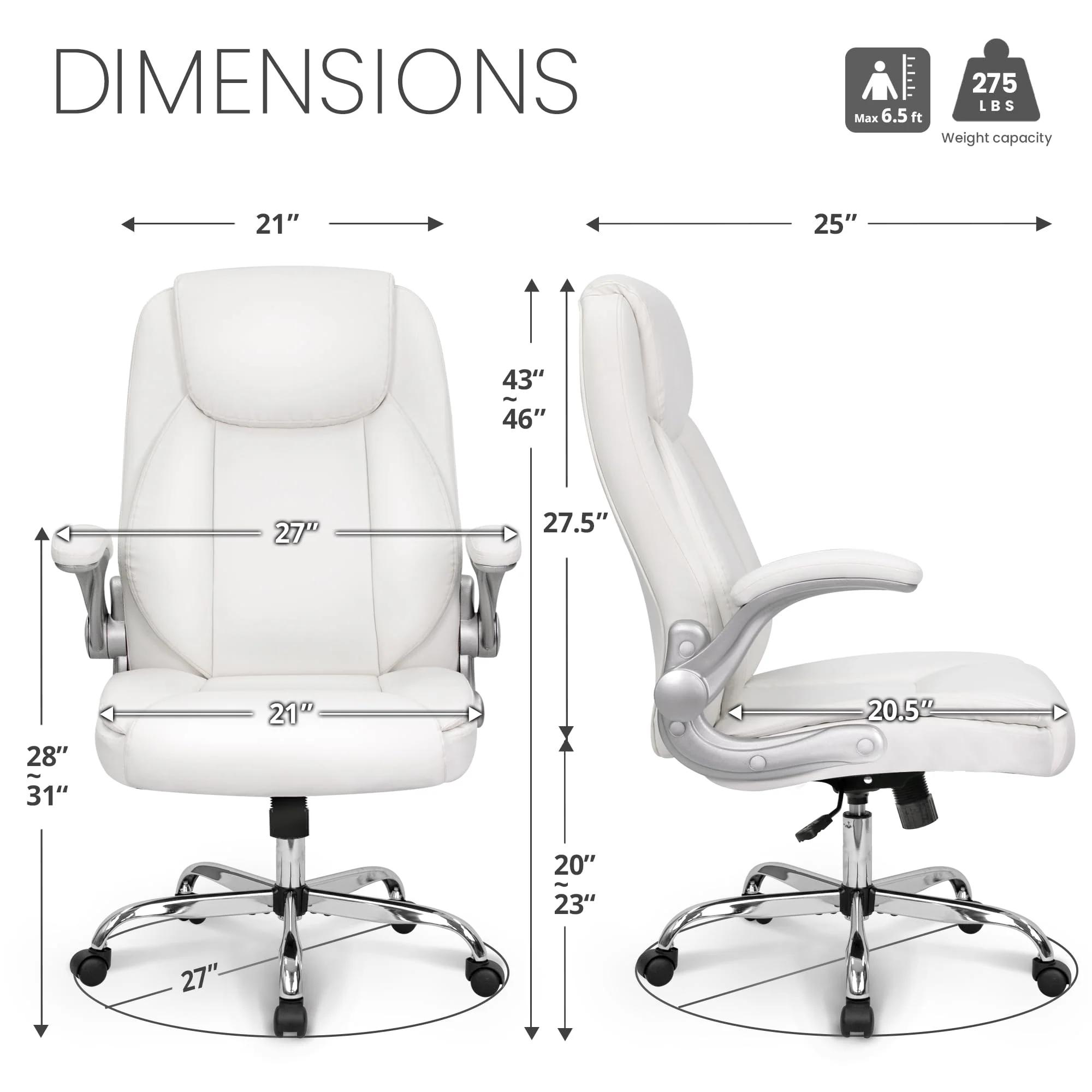 NEO CHAIR Ergonomic Executive Office Chair, PU Leather, Adjustable Armrests, Tilt Lock, 360° Swivel, Sturdy Metal Base
