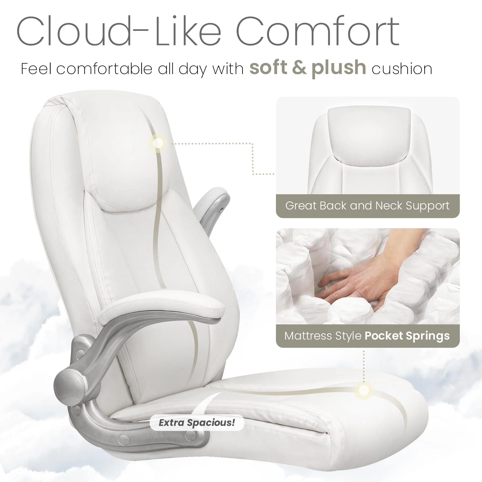 NEO CHAIR Ergonomic Executive Office Chair, PU Leather, Adjustable Armrests, Tilt Lock, 360° Swivel, Sturdy Metal Base