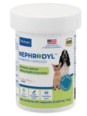 Nephrodyl Synbiotic Kidney Support Capsules for Dogs & Cats, 60 Count