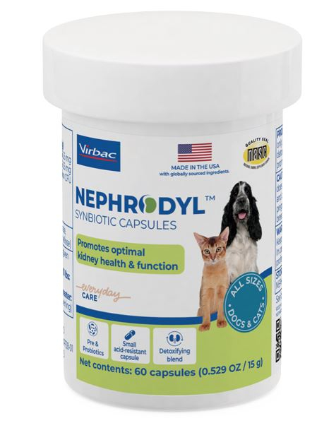 Nephrodyl Synbiotic Kidney Support Capsules for Dogs & Cats, 60 Count