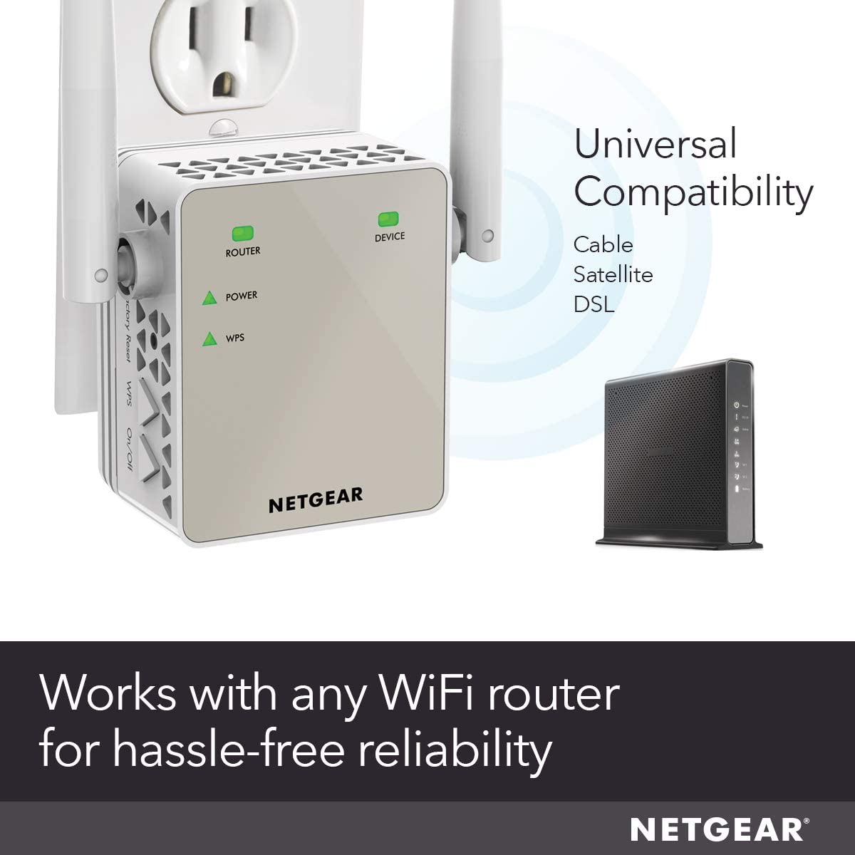 NETGEAR EX6120 Wi-Fi Range Extender, AC1200 Dual Band, 1500 Sq Ft Coverage, 25 Devices, Up to 1200Mbps Speed