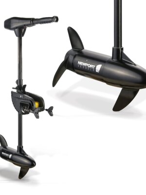 Newport NV Series 55lb Thrust Saltwater Electric Trolling Motor, 12V, Adjustable Shaft, Battery Meter, Telescoping Tiller
