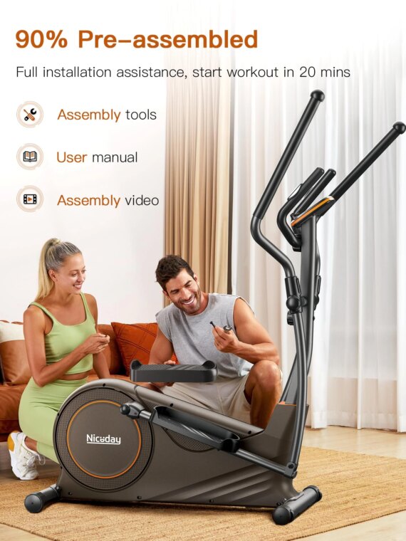 Niceday Elliptical Exercise Machine, Light-Commercial Grade, 16 Resistance Levels, Ultra-Silent, 400LBS Capacity, Home Gym Equipment