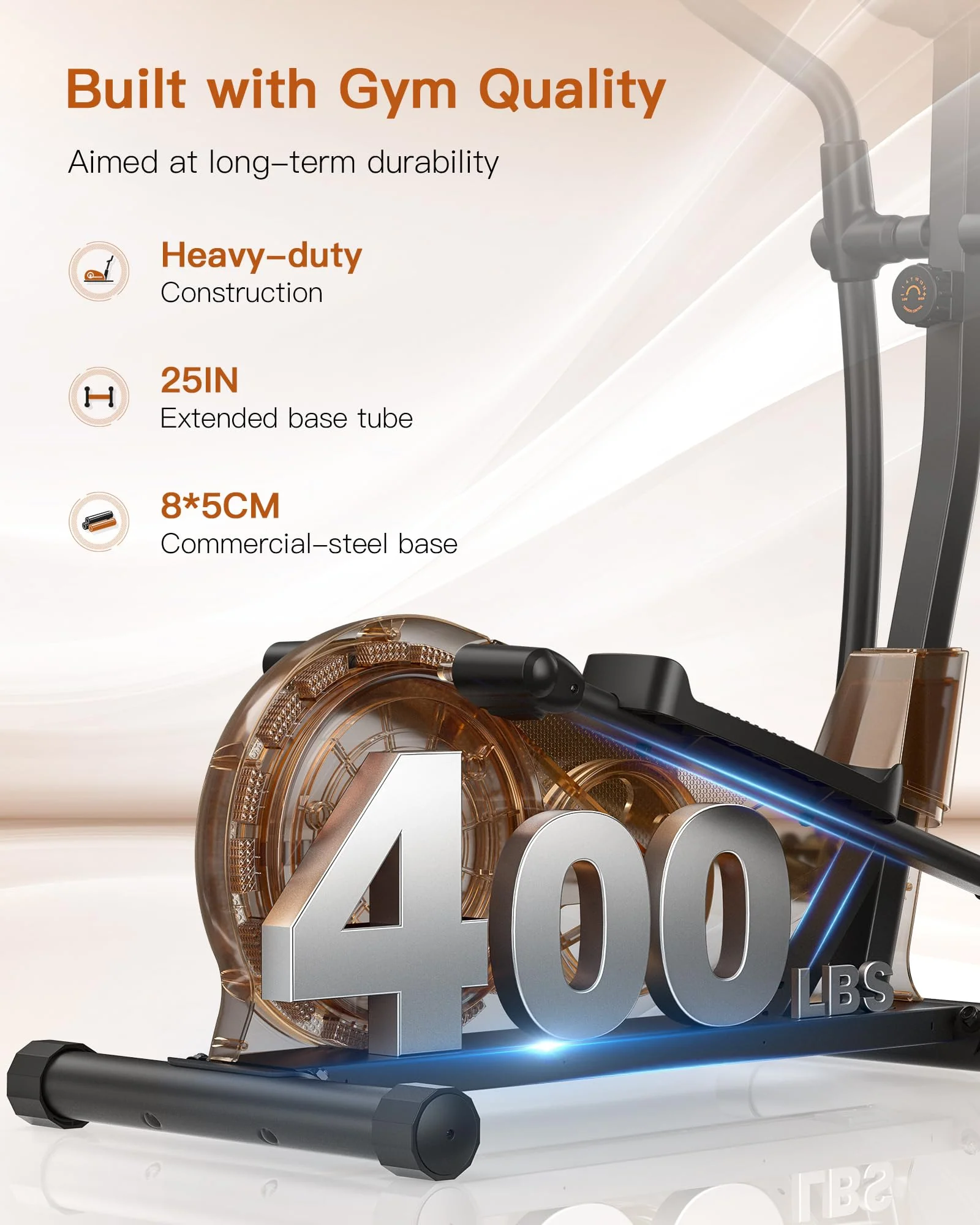 Niceday Elliptical Exercise Machine, Light-Commercial Grade, 16 Resistance Levels, Ultra-Silent, 400LBS Capacity, Home Gym Equipment