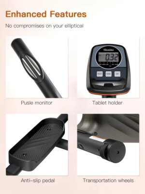 Niceday Elliptical Exercise Machine, Light-Commercial Grade, 16 Resistance Levels, Ultra-Silent, 400LBS Capacity, Home Gym Equipment