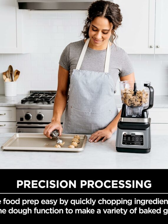 Ninja BN801 Professional Plus Kitchen System, 1400W, Auto-iQ, 5 Functions, 72-oz Blender, 64-oz Processor, 2 To-Go Cups, Grey