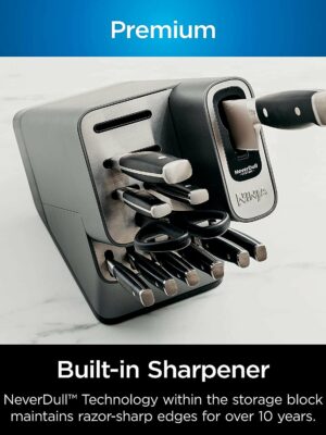 Ninja Foodi NeverDull 17-Piece Knife Block Set with Built-in Sharpener, Stainless Steel/Black