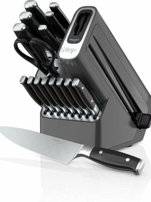 Ninja Foodi NeverDull 17-Piece Knife Block Set with Built-in Sharpener, Stainless Steel/Black