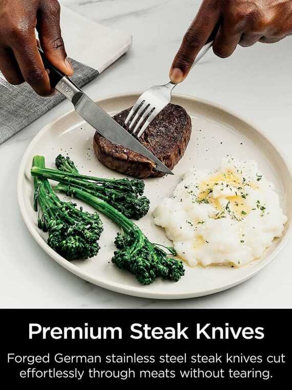 Ninja Foodi NeverDull 17-Piece Knife Block Set with Built-in Sharpener, Stainless Steel/Black