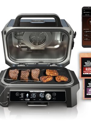 Ninja Woodfire Pro 7-in-1 Outdoor Grill & Smoker, XL Capacity, Smart App Control, Real Woodfire Flavors