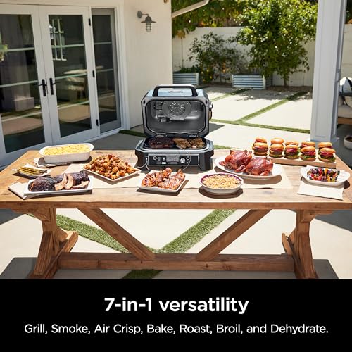 Ninja Woodfire Pro 7-in-1 Outdoor Grill & Smoker, XL Capacity, Smart App Control, Real Woodfire Flavors