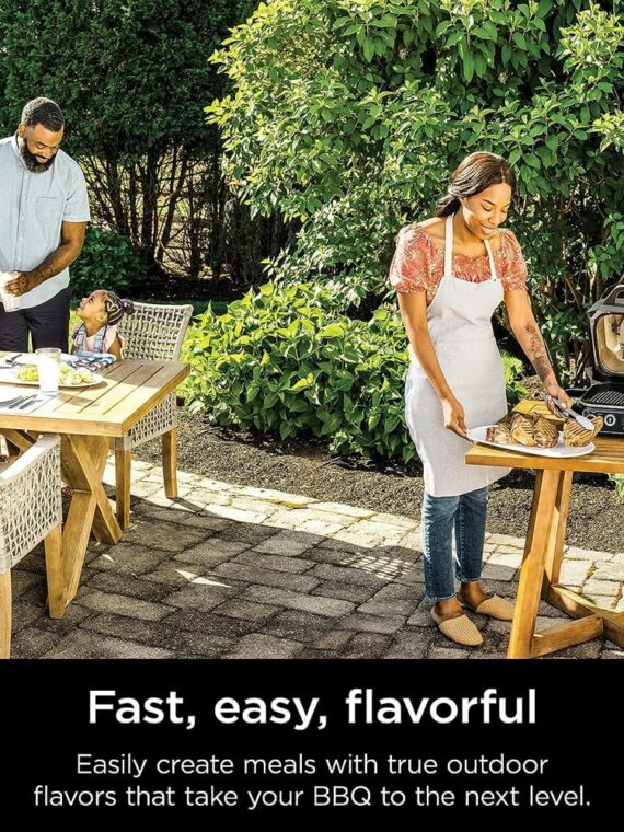 Ninja Woodfire Pro Grill & Smoker, 7-in-1, Portable, Built-in Thermometer, Wood/Charcoal Fuel, Non-Stick, Brown