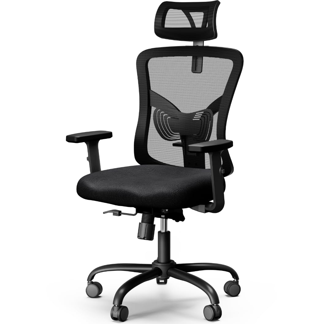 NOBLEWELL Ergonomic Office Chair, Adjustable Mesh Back, Memory Foam Seat, for Home & Office